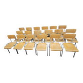 Lot of 18 vintage stackable bistro chairs from the 1970s