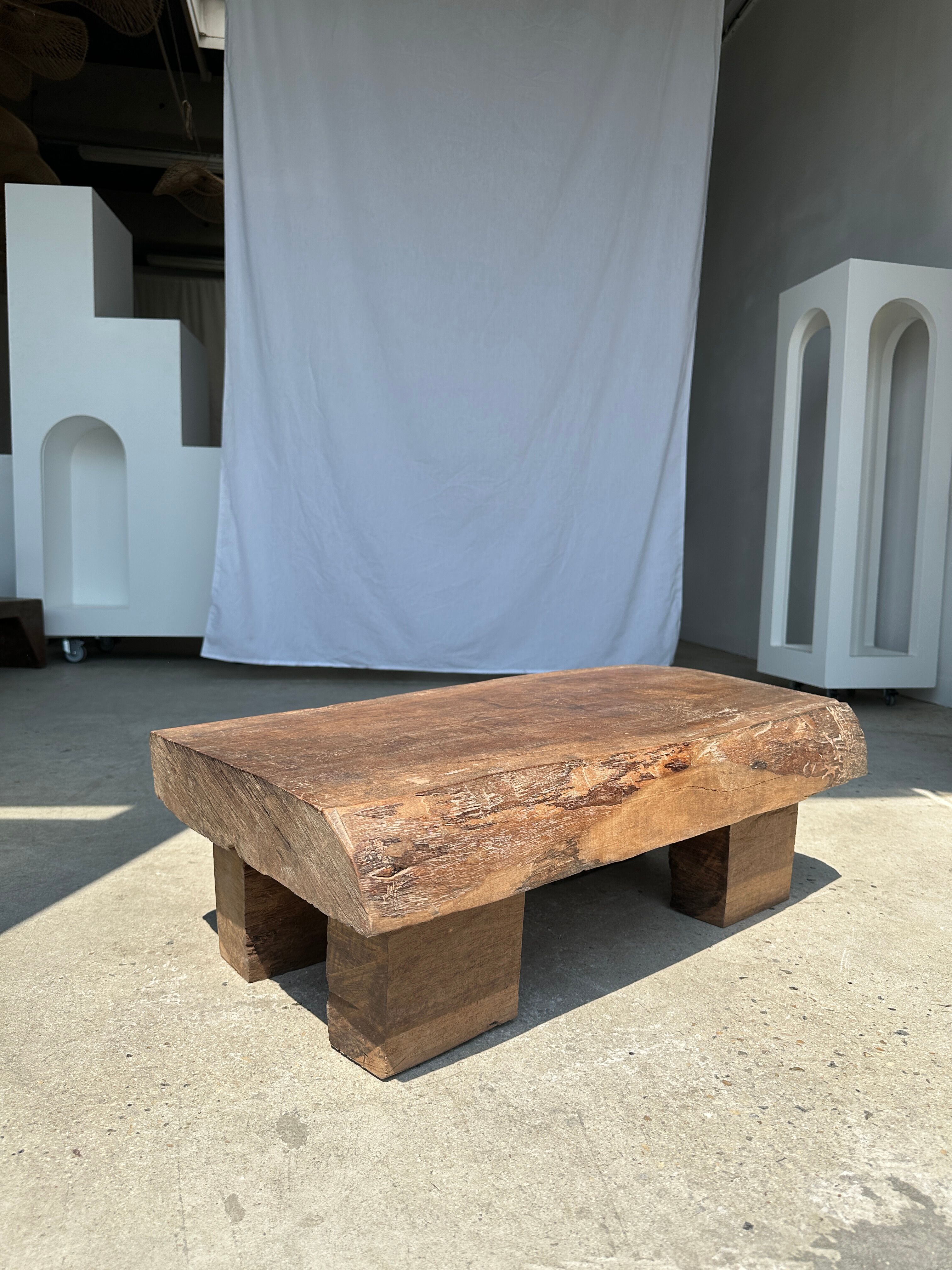 Asian solid wood quadripod brutalist coffee table H30 L81 l42