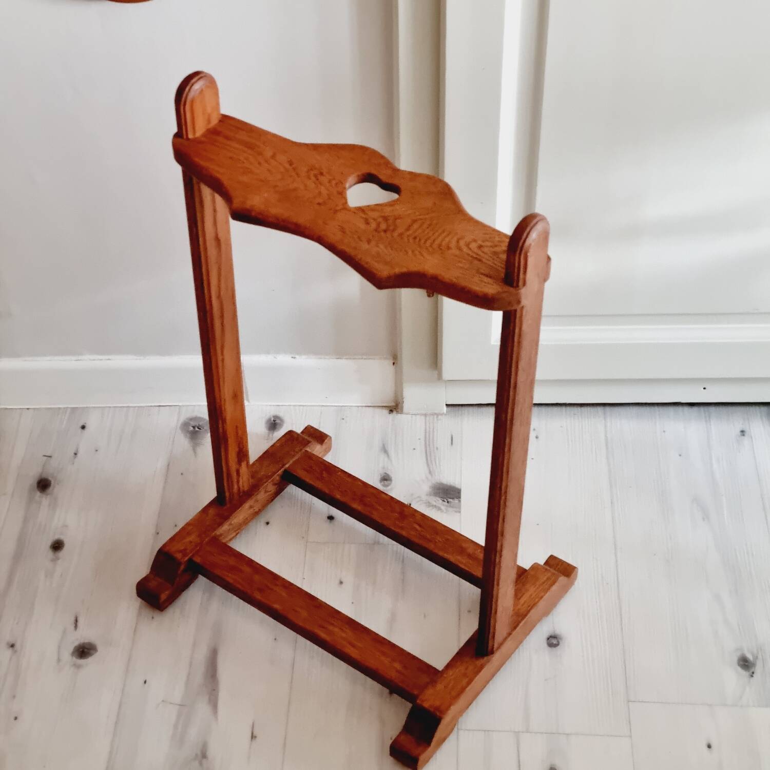 Old rustic wood towel rack heart