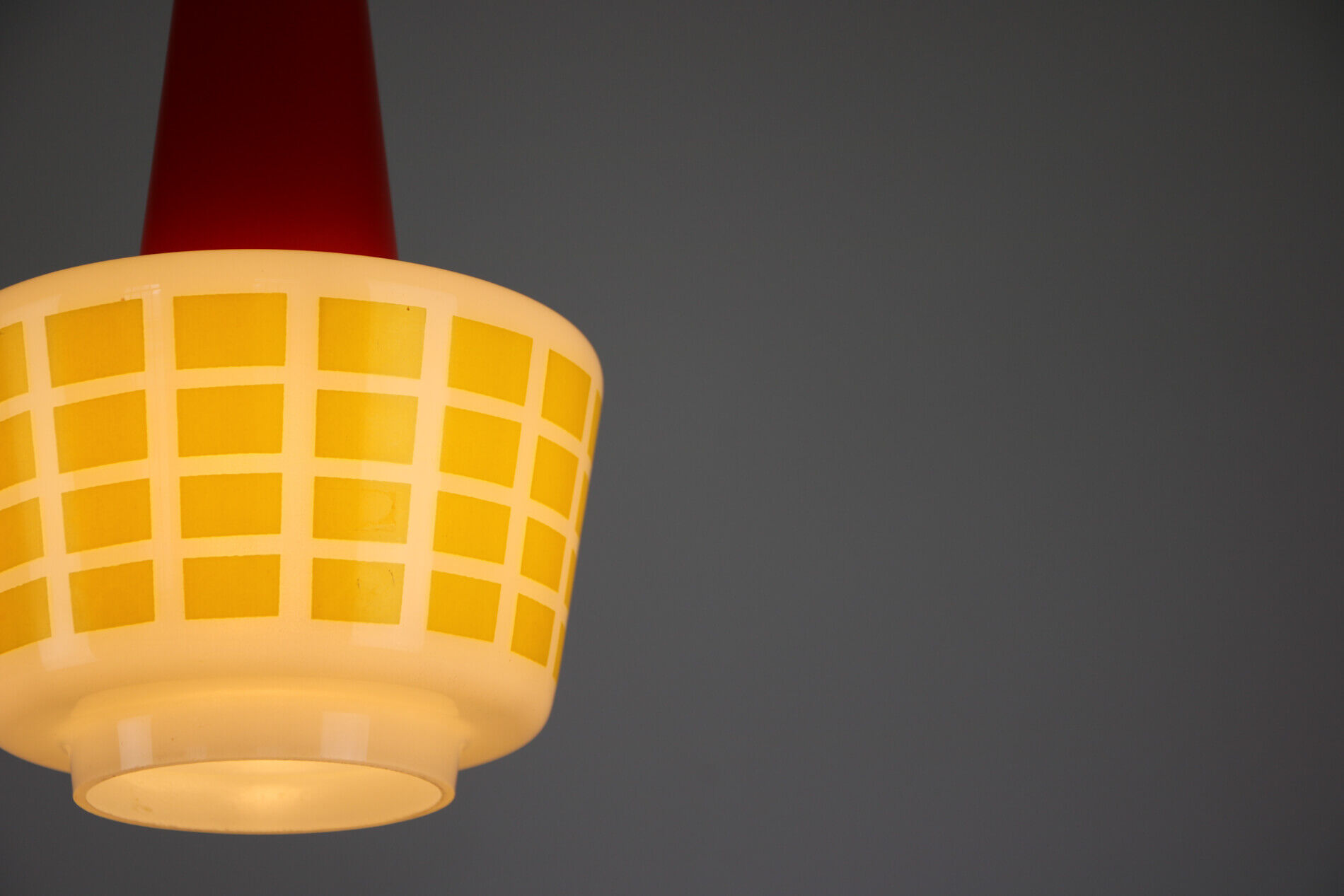 Red and yellow glass pendant lamp