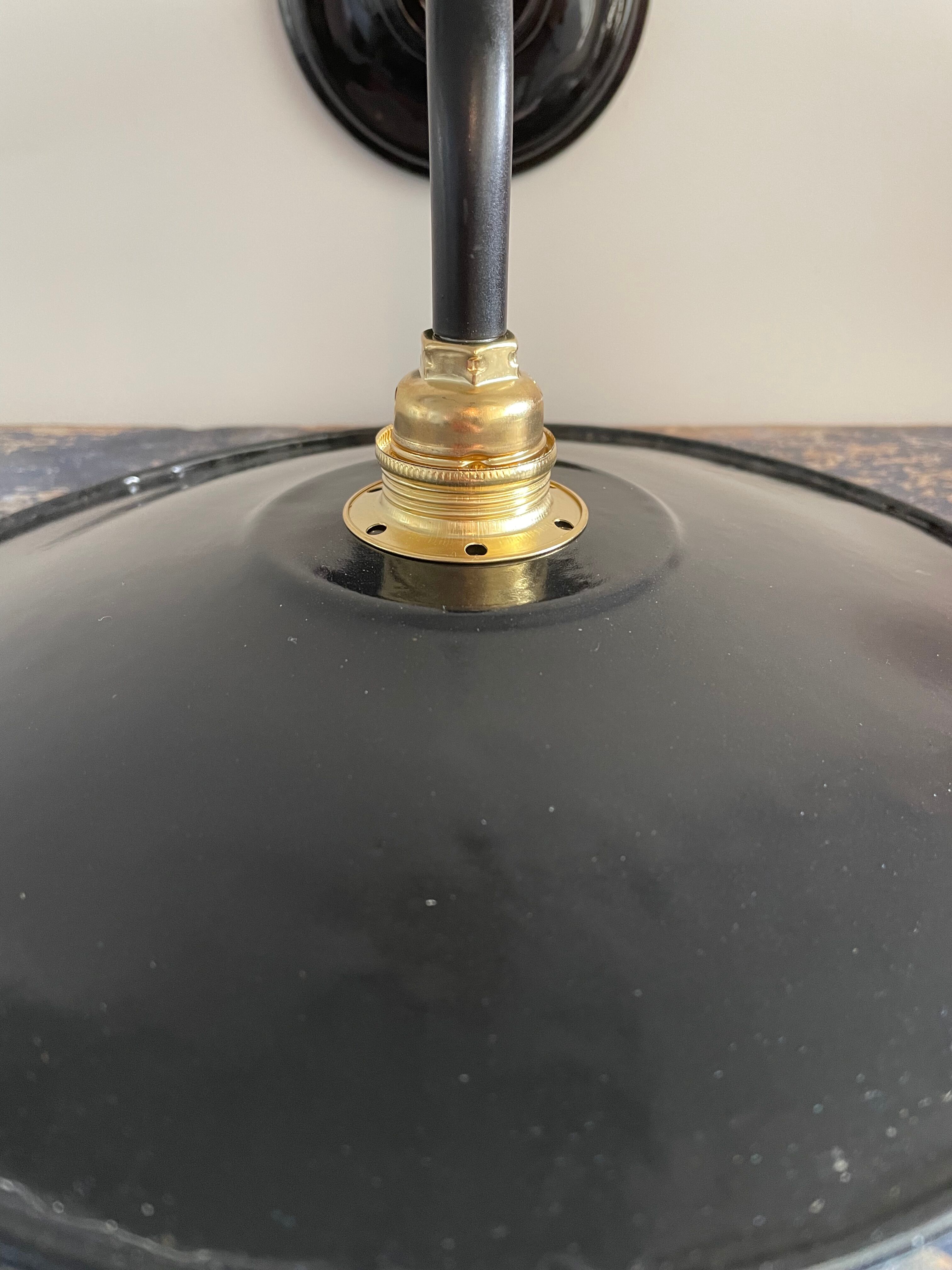 Vintage wall lamp in black enamelled sheet metal electrified to nine