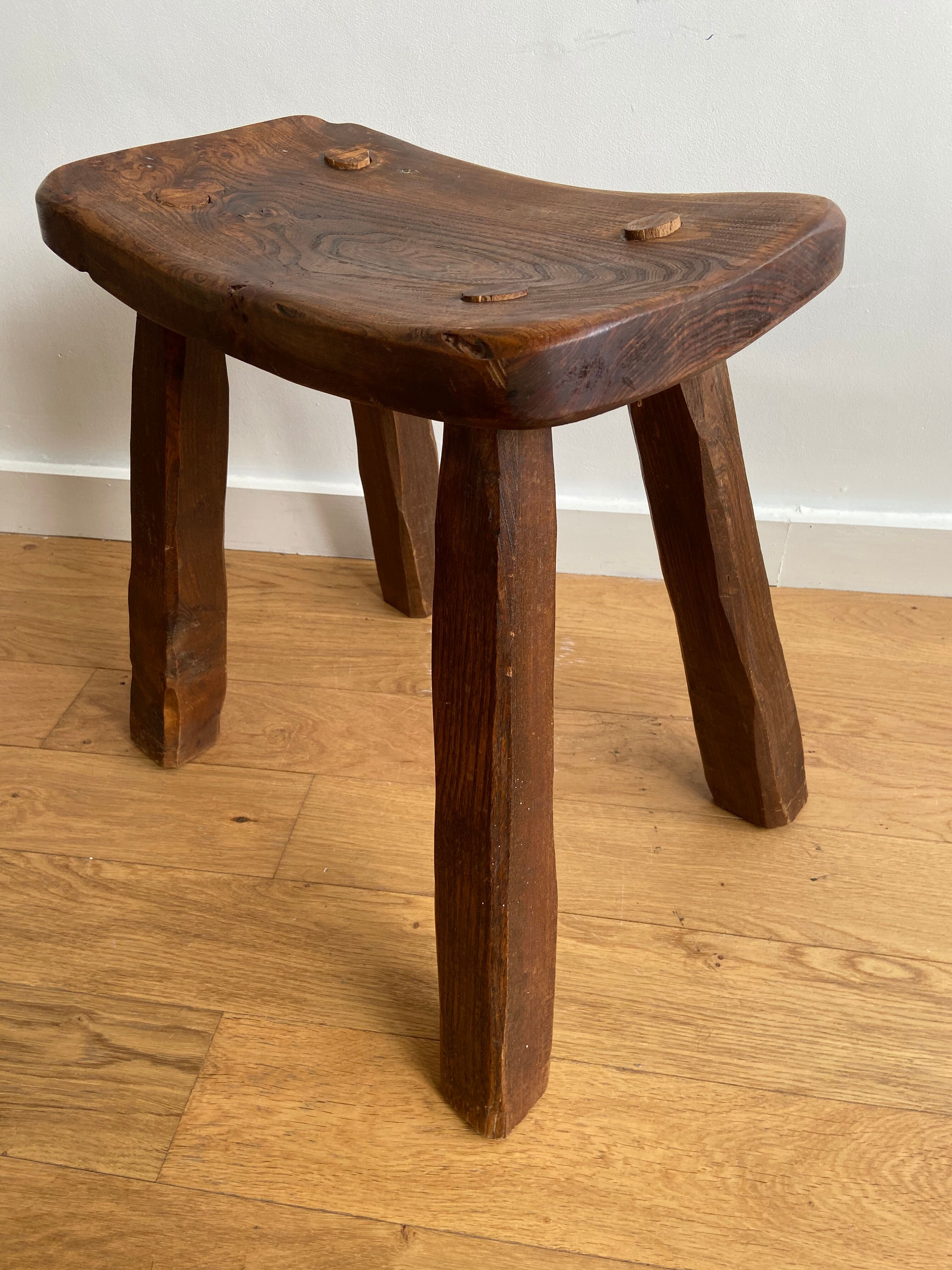 Dark solid wood stool