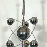 Goffredo Reggiani, satellite chrome chandelier from 60s