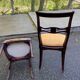 6 dining chairs made of solid mahogany in Regency style with yellow fabric.