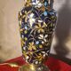 ceramic lamp in Gien style, and bronze, 54x25 with glass shade