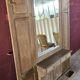 Antique oak entrance hall wardrobe. Mirror. Early 20th century.
