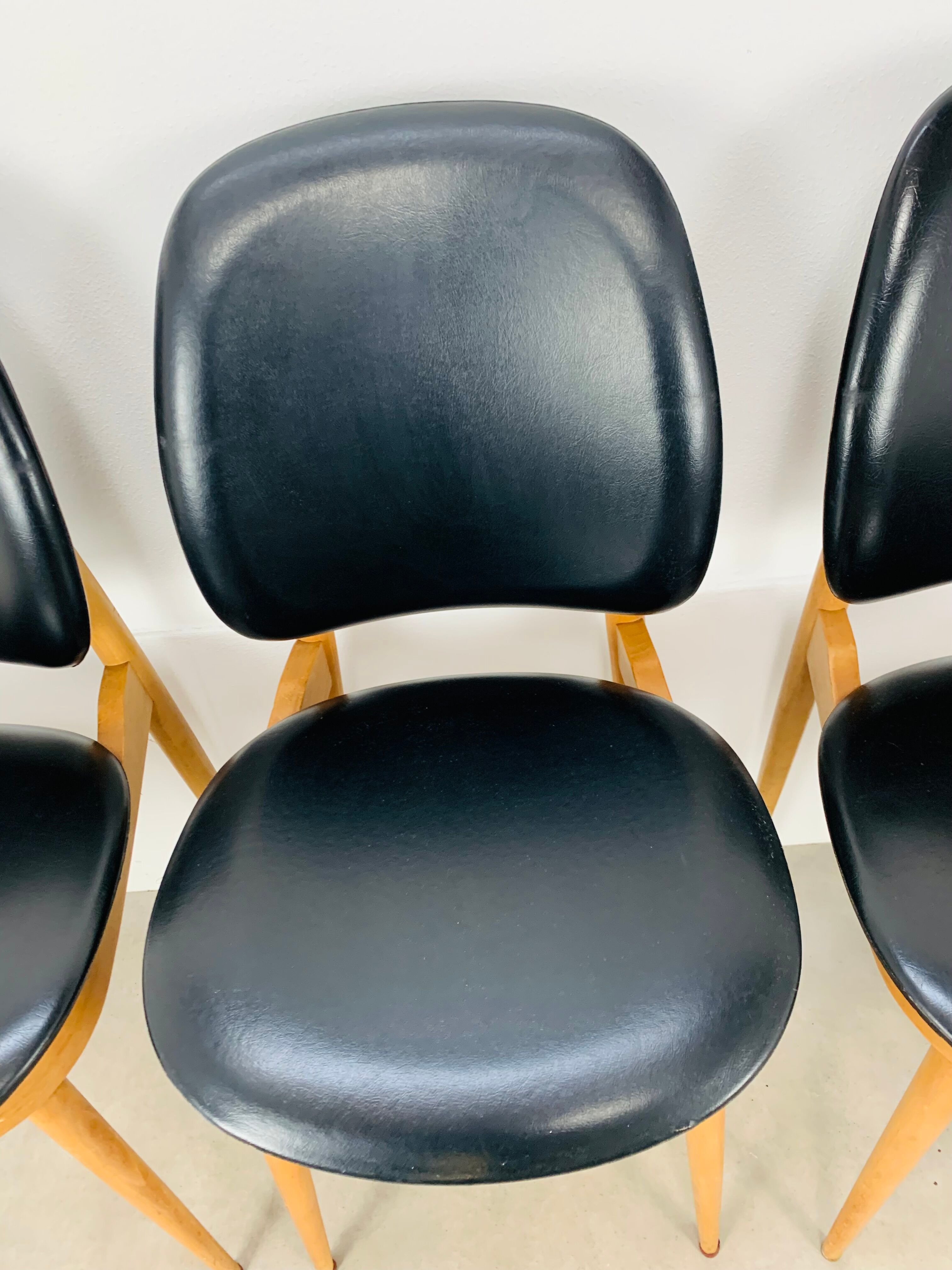 4 Baumann Pegasus chairs, black, 60s