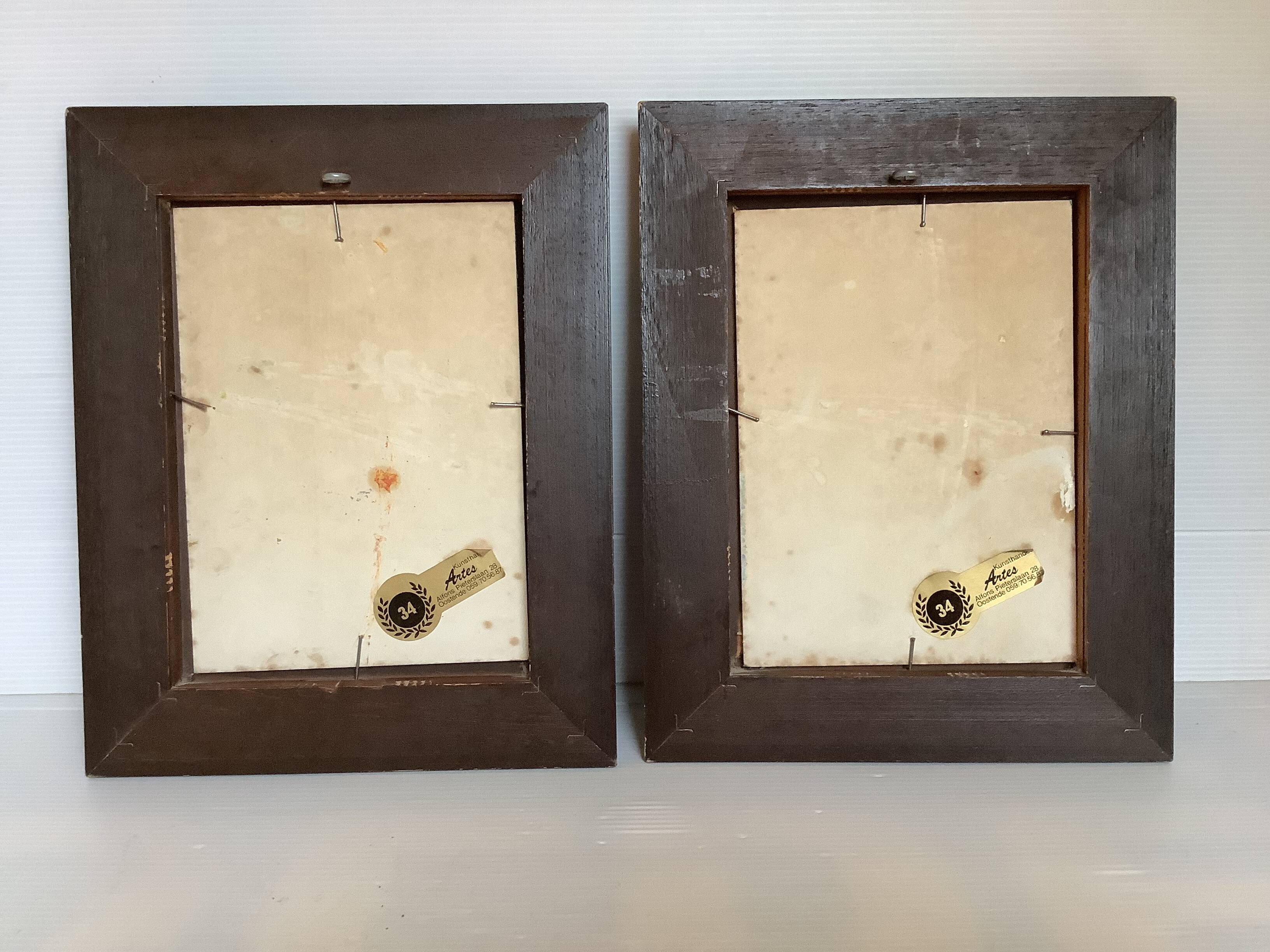 Pair of landscape paintings, oil on cardboard