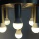 Mid-century ceiling light, brushed brass by Solken Leuchten, 7 lamps.