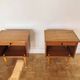 Pair of Vintage Mid-Century Nightstands in Walnut & Brass - 8 Bell Feet -