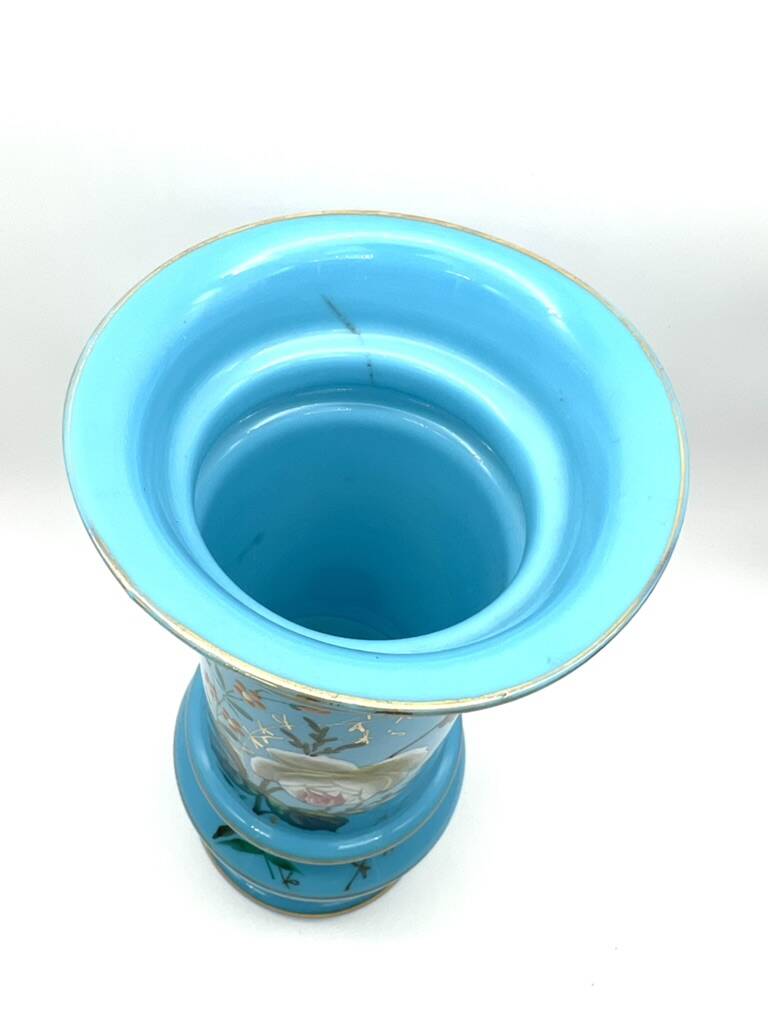 Large blue opaline vase