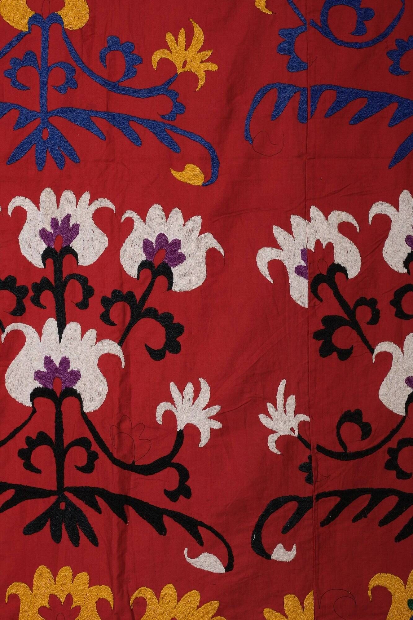 Vintage hand-embroidered tribal tapestry 222x231 cm