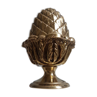 Boule d escalier pigne de pin, laiton, vintage