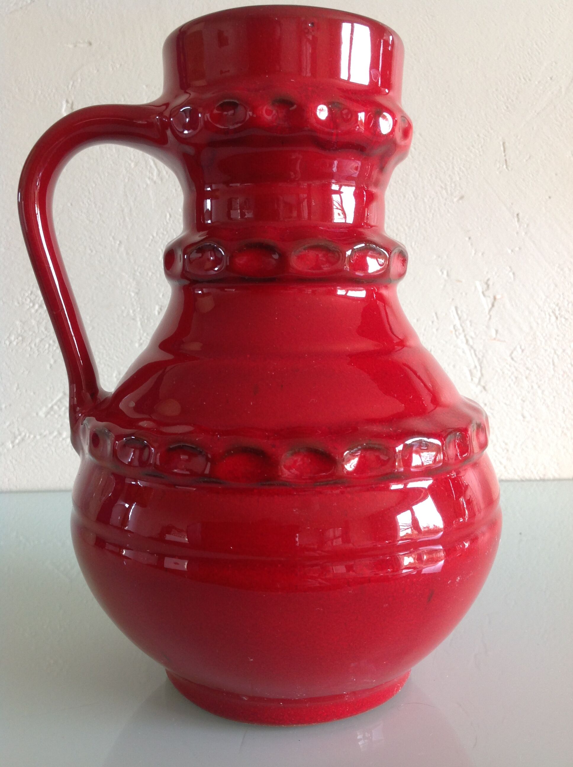 Fat Lava red ceramic vase by Pfortner Keramik / vintage 60s-70s