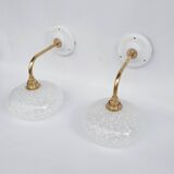 Speckled glass swan neck wall lights