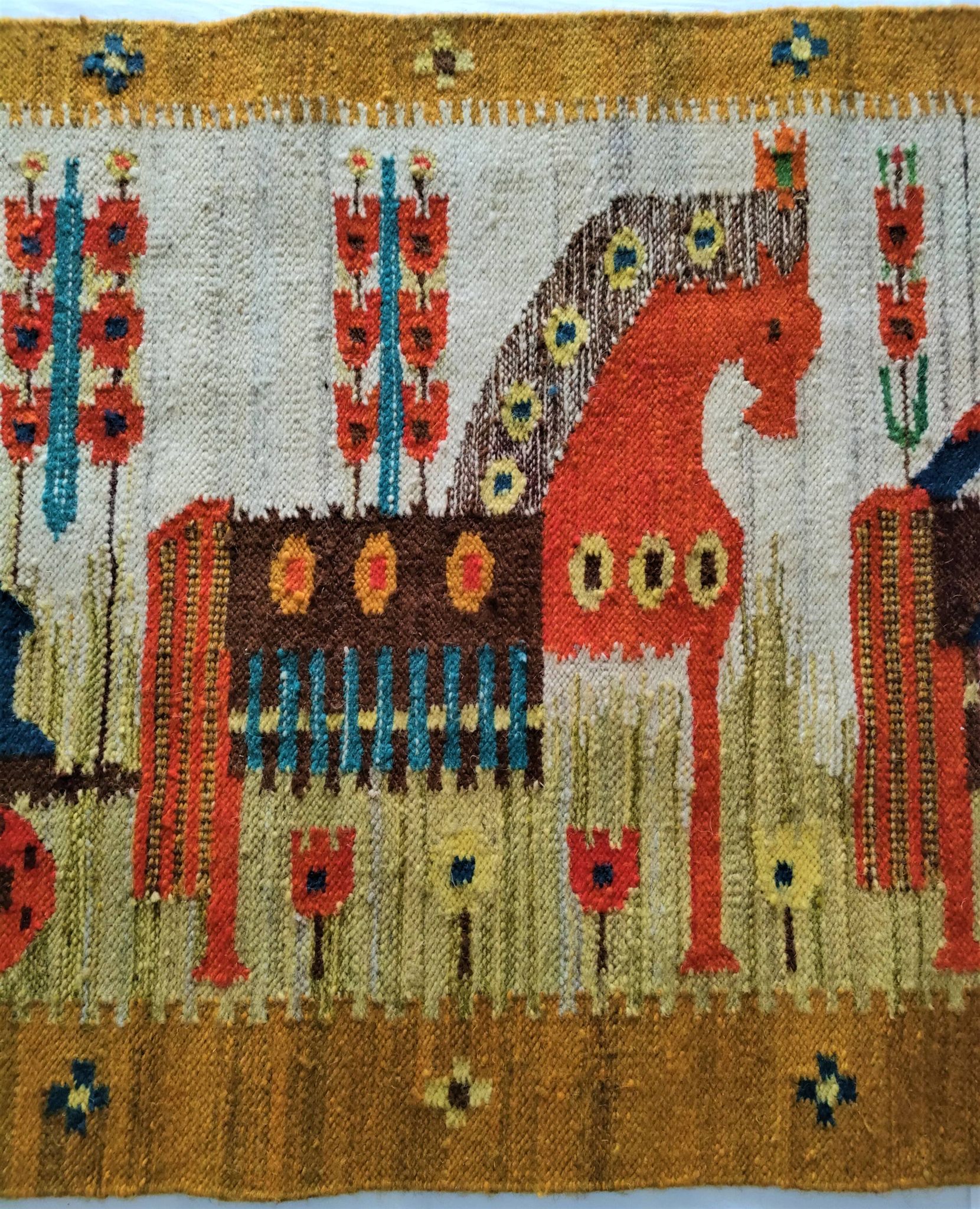 Tapisserie kilim fait main artisanat polonais années 70