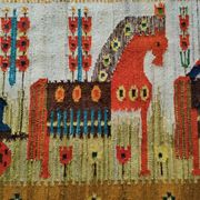 Tapisserie kilim fait main artisanat polonais années 70
