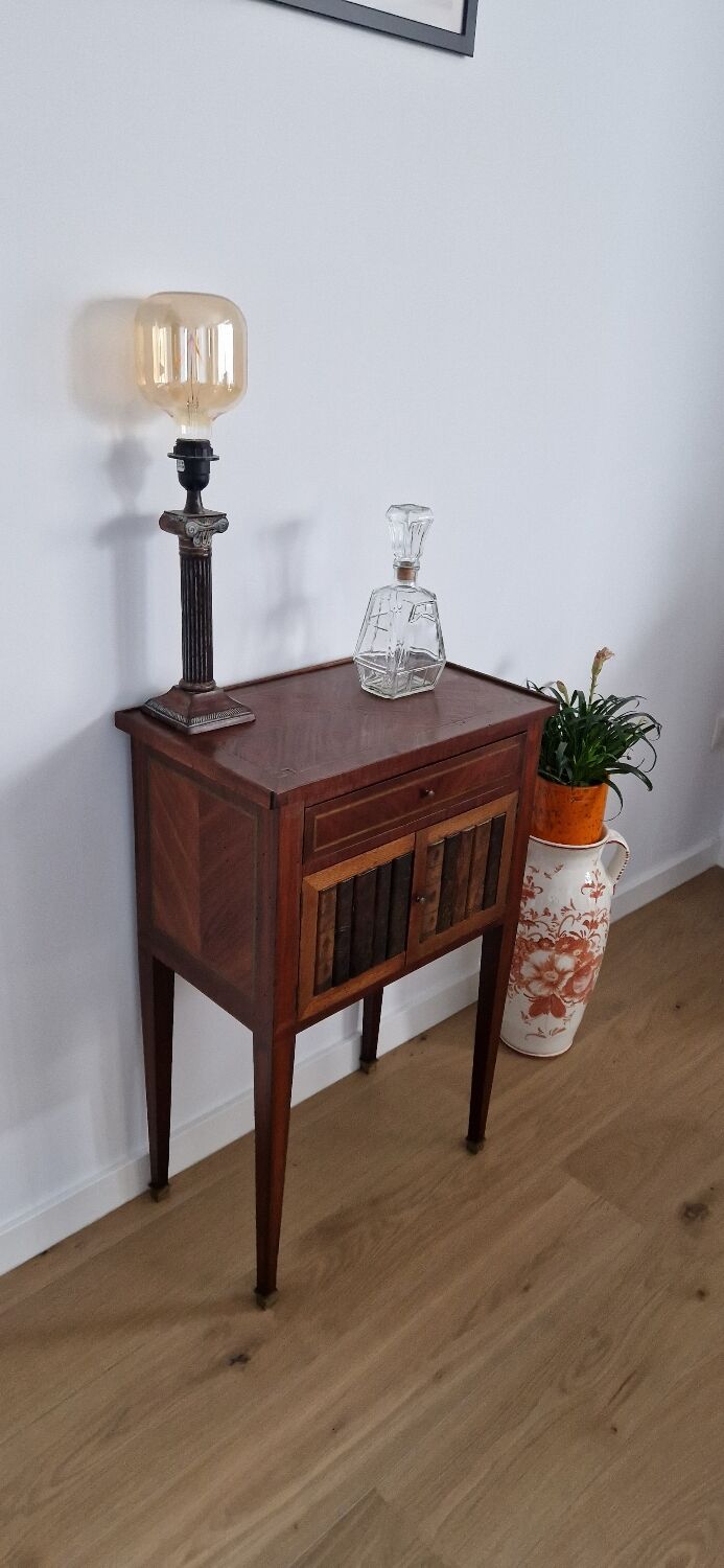 Directory style marquetry side table