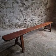 Antique farmhouse bench, 266 cm – oak and pine, 19th century, France