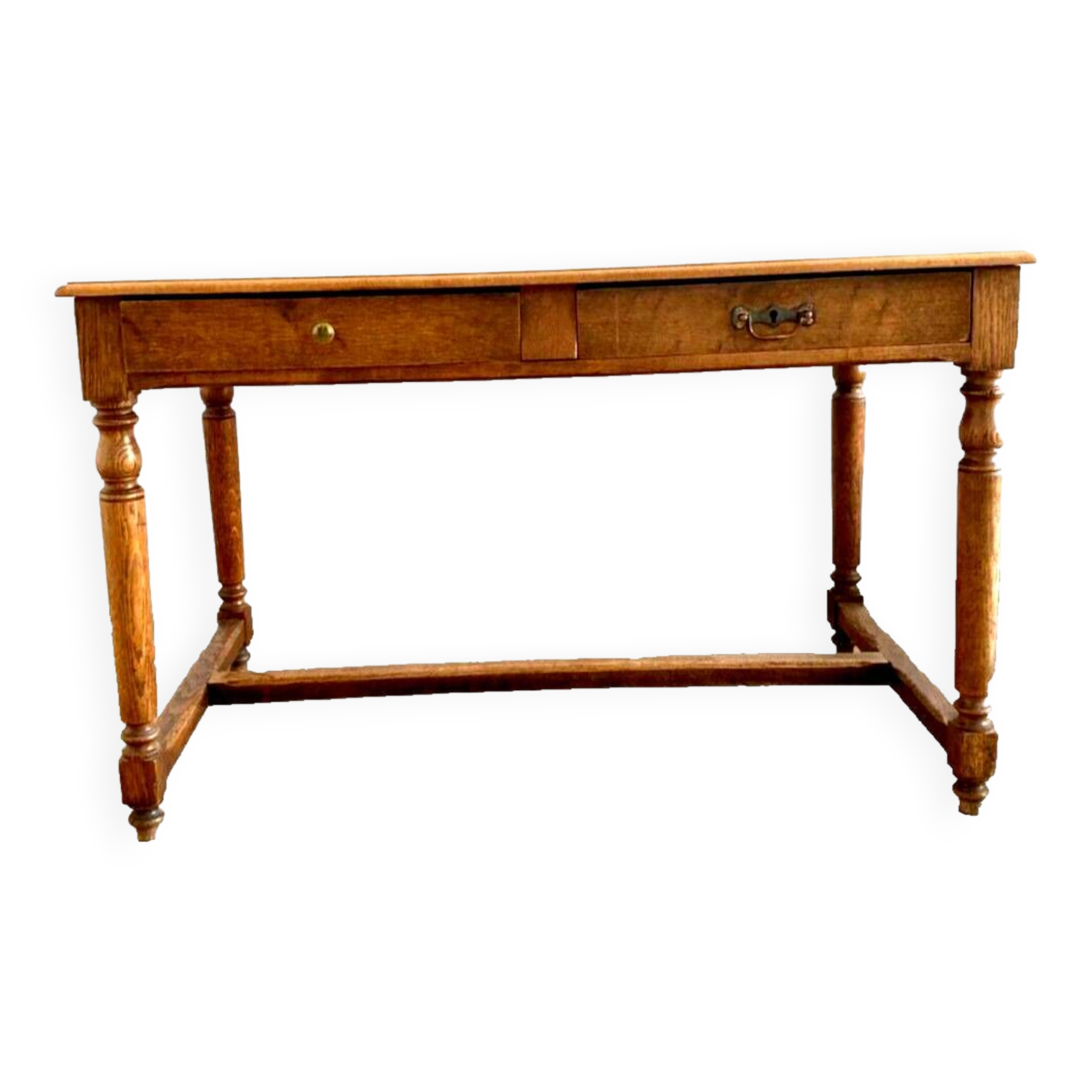 Louis XVI style flat desk in solid oak 19th century