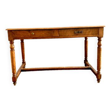 Louis XVI style flat desk in solid oak 19th century