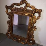 Golden wooden mirror old vintage 33x43cm