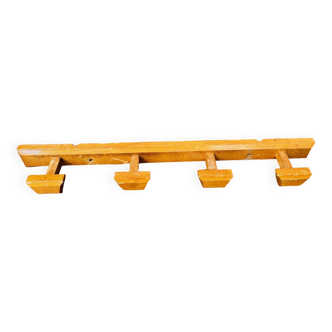 Porte manteau ancien murale 4 patères en bois