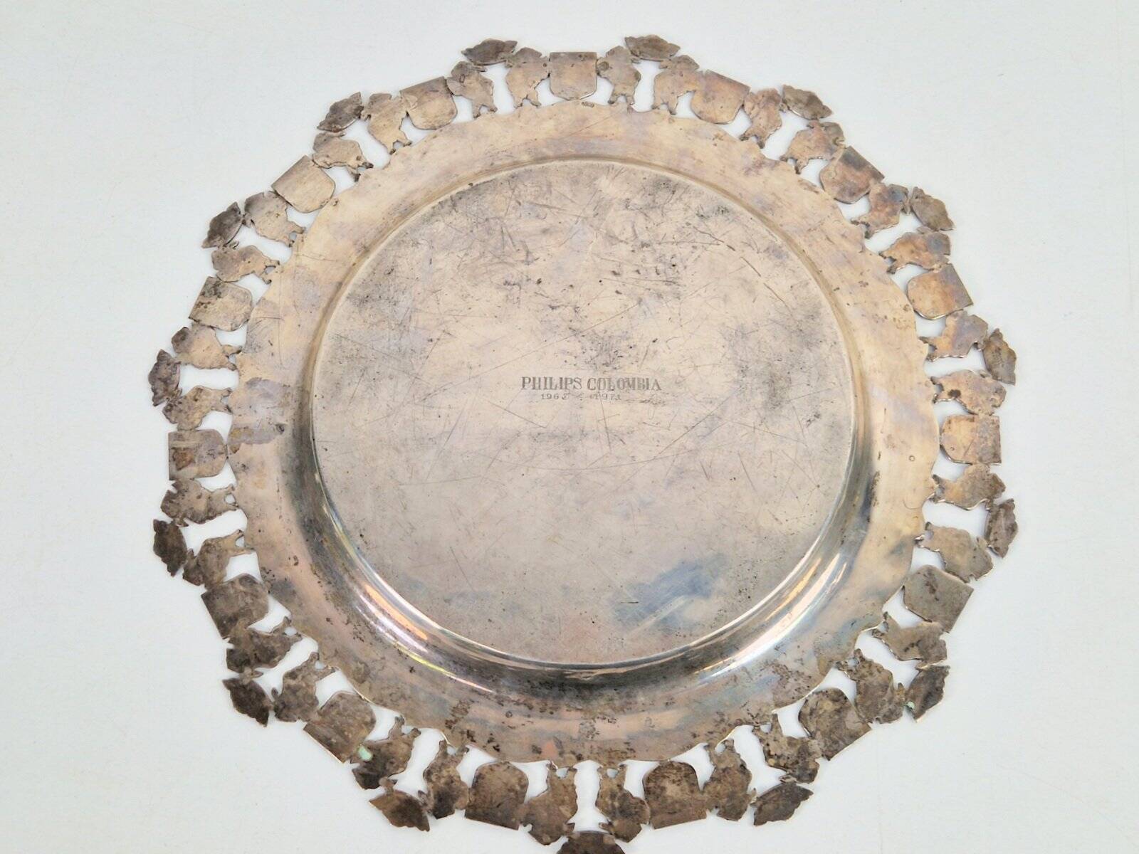 900 Pure Silver Platter from Florentina, Bogota, Colombia, 1970s