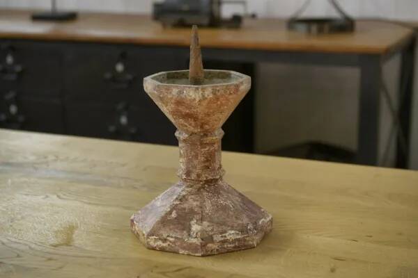Pair of patinated cast iron candlesticks, 1940s