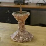 Pair of patinated cast iron candlesticks, 1940s