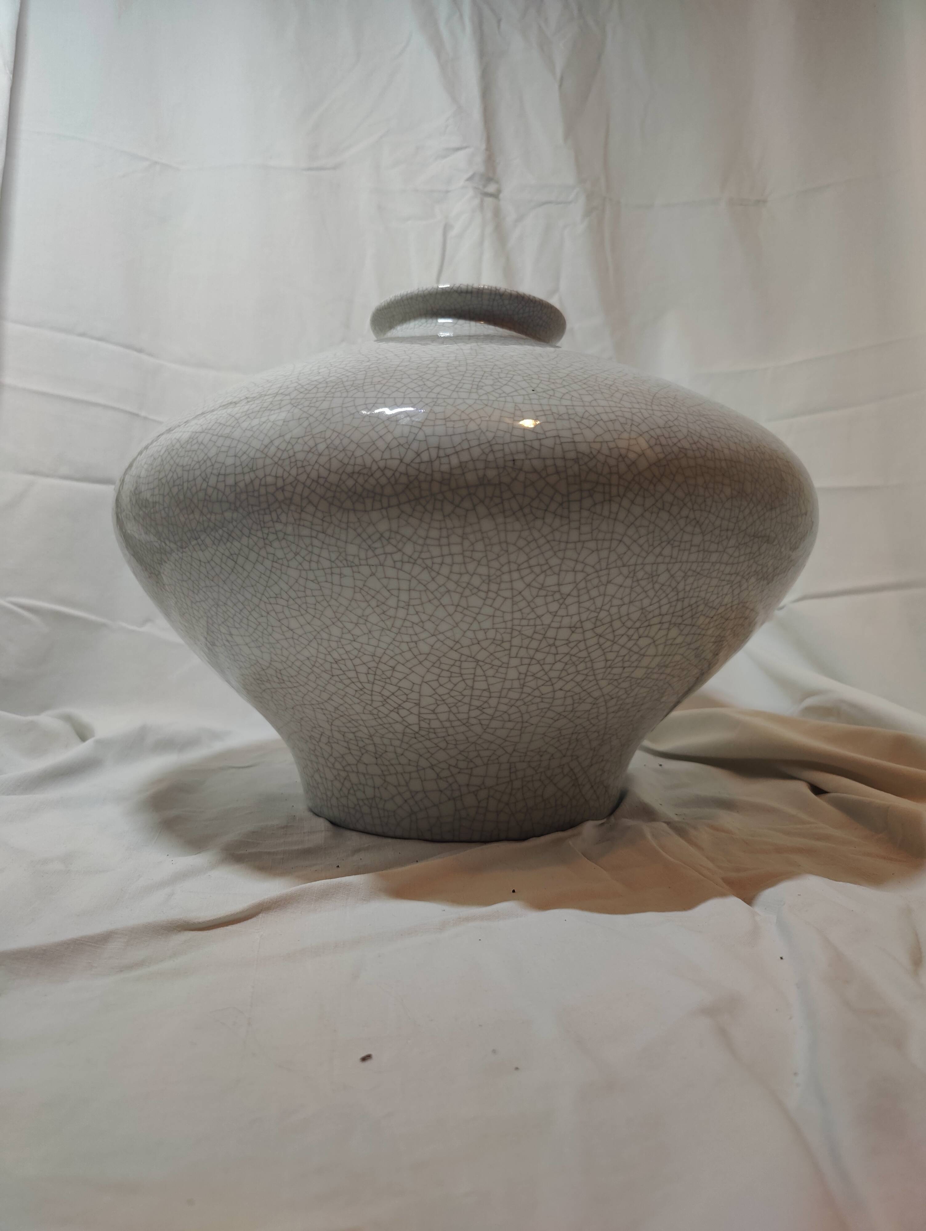 Large Art Deco vase in crackled earthenware