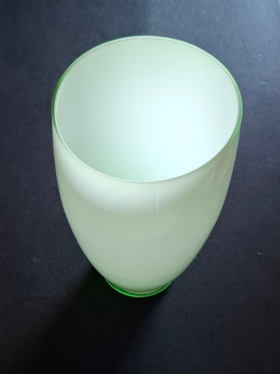 Large contemporary vase in green opaline
