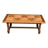 Solid wood and ceramic coffee table from the 1970s.
