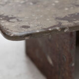 Set of 3 square, fossil marble coffee tables, 1970’s design