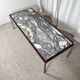 XL Midcentury modern coffee table in metal, rosewood and Arabescato marble, Italy, 1970.