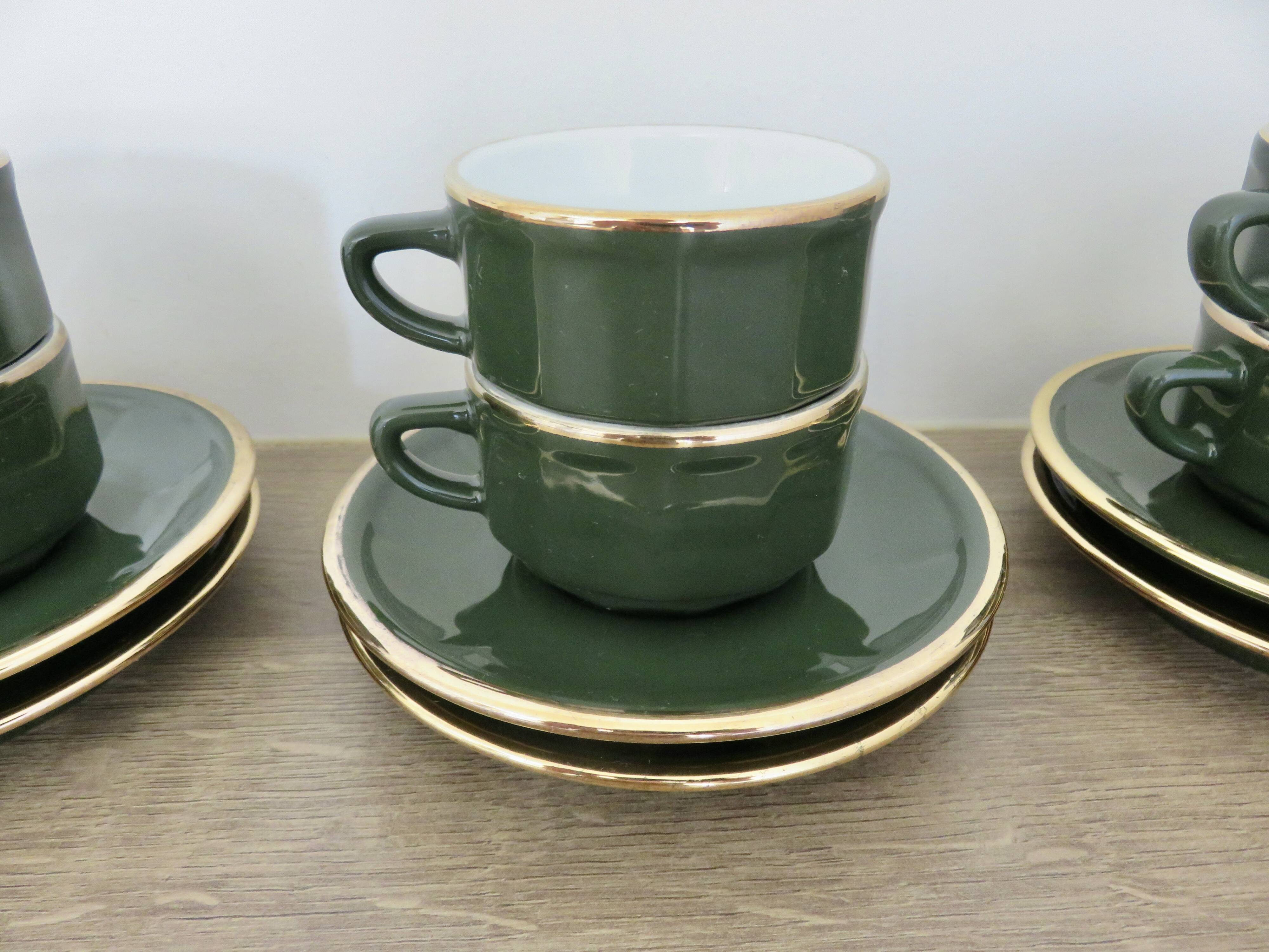 Apilco, set of 2 cups and saucers, Parisian bistros