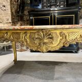 Middle table in gilded wood from the napoleon iii period red marble top