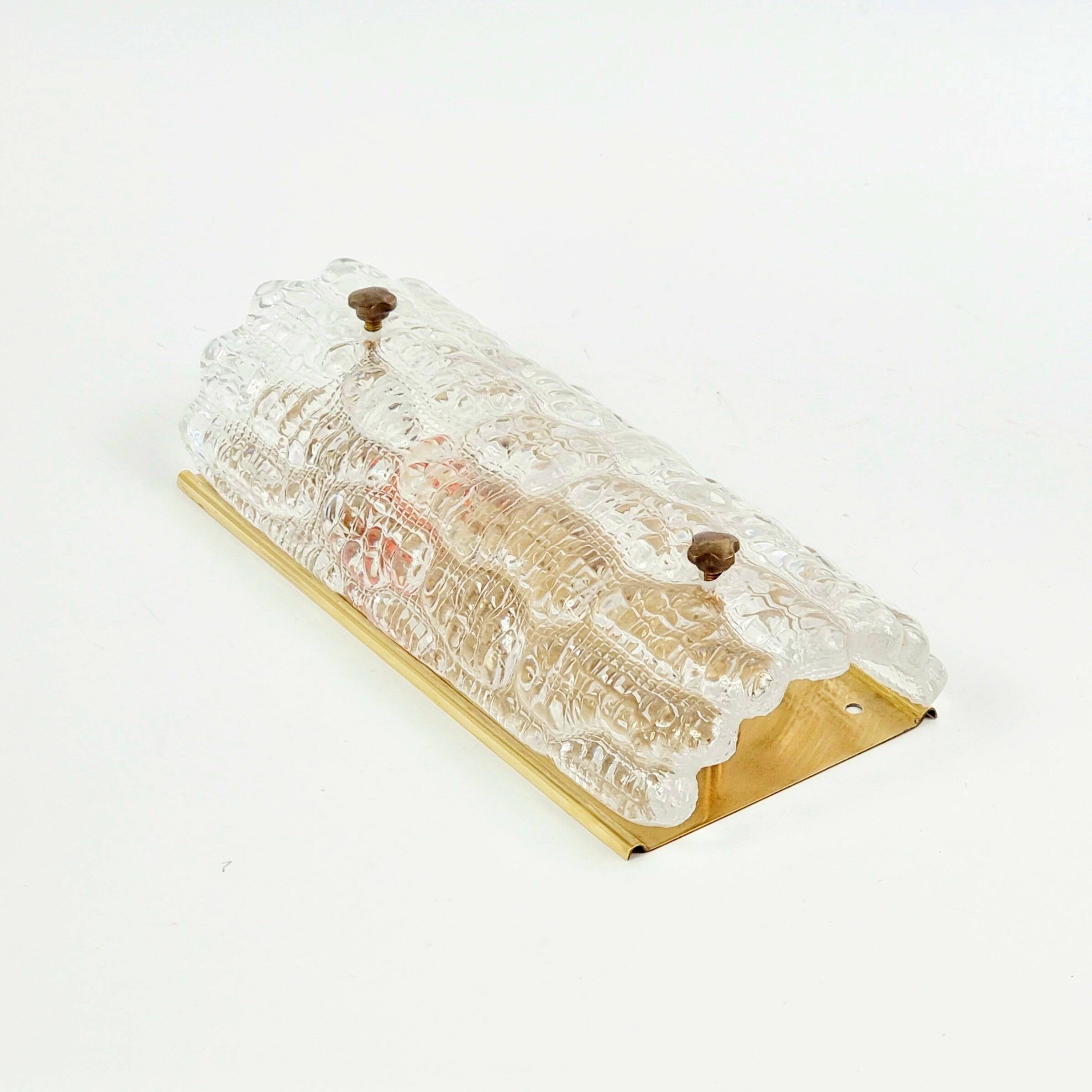 Scandinavian Glass & Brass Wall Light by C. Fagerlund for Orrefors, 1960s