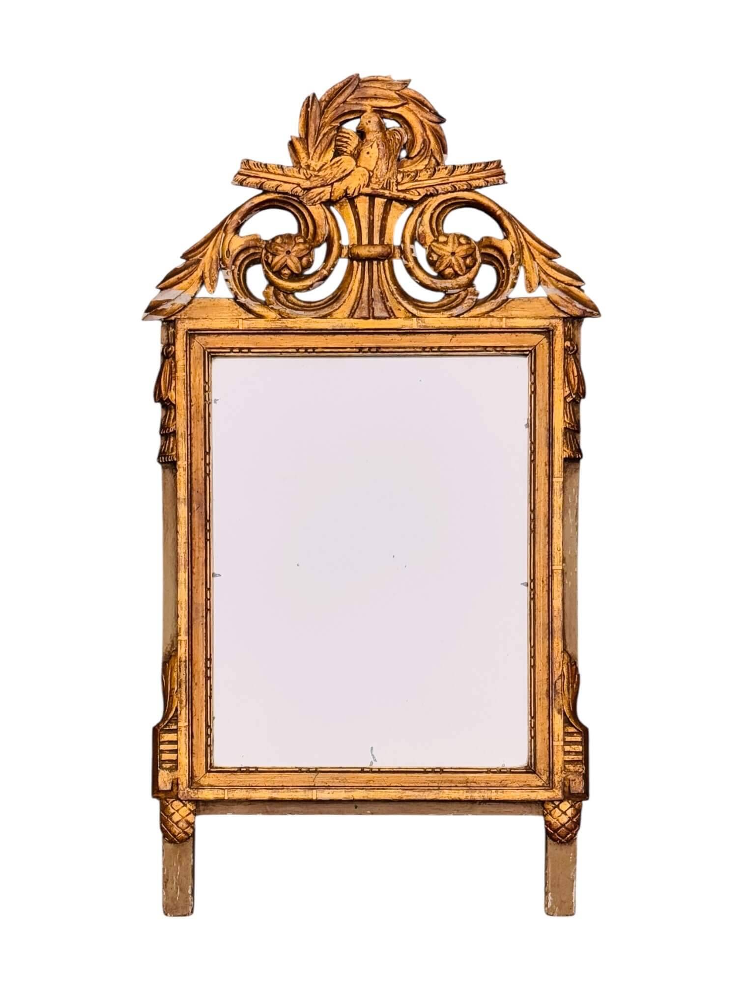 Louis XVI style giltwood pediment mirror