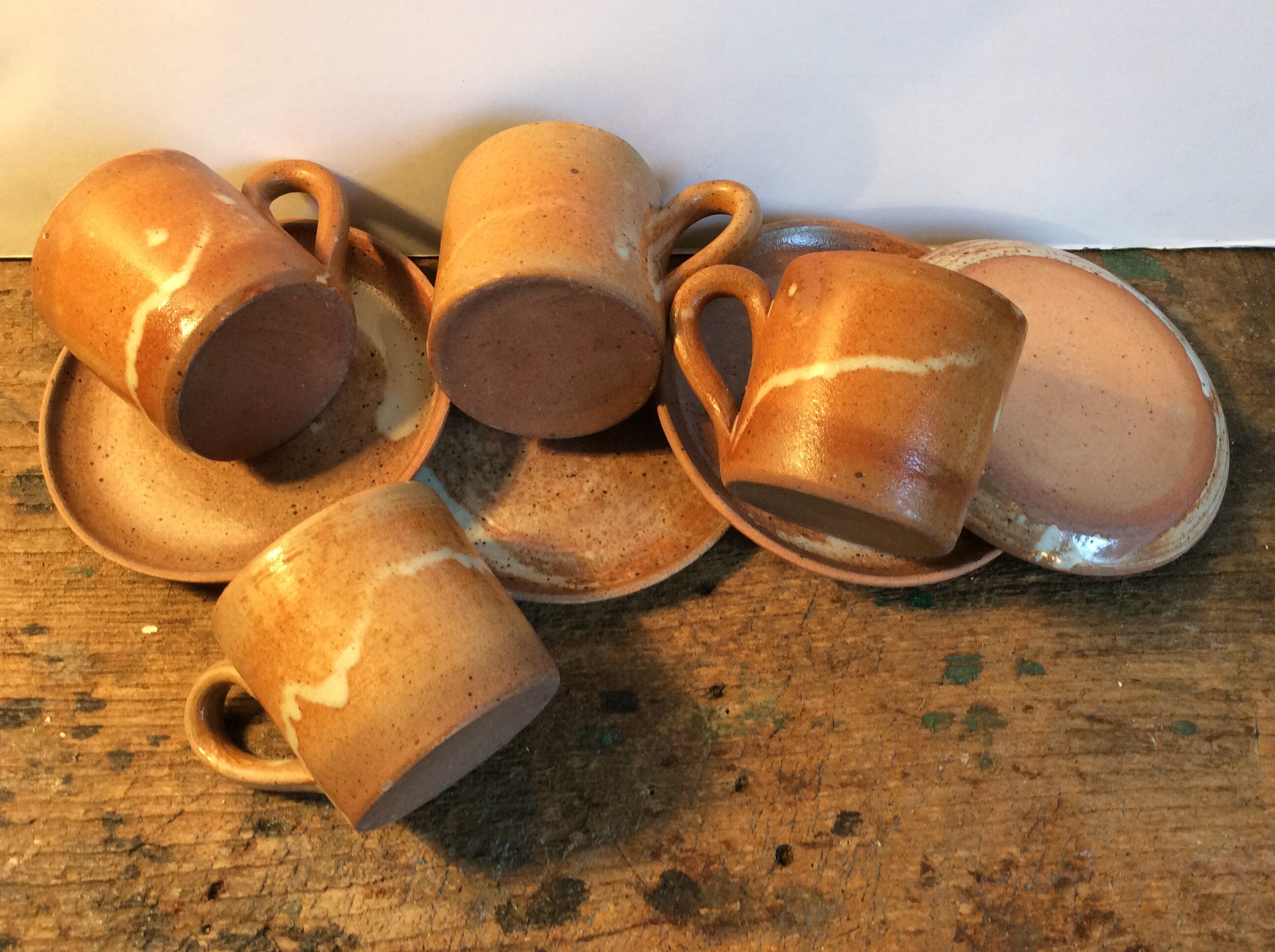 Set of 4 vintage stoneware coffee cups