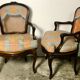 Convertible armchairs Louis XV era in walnut moulded and cannes