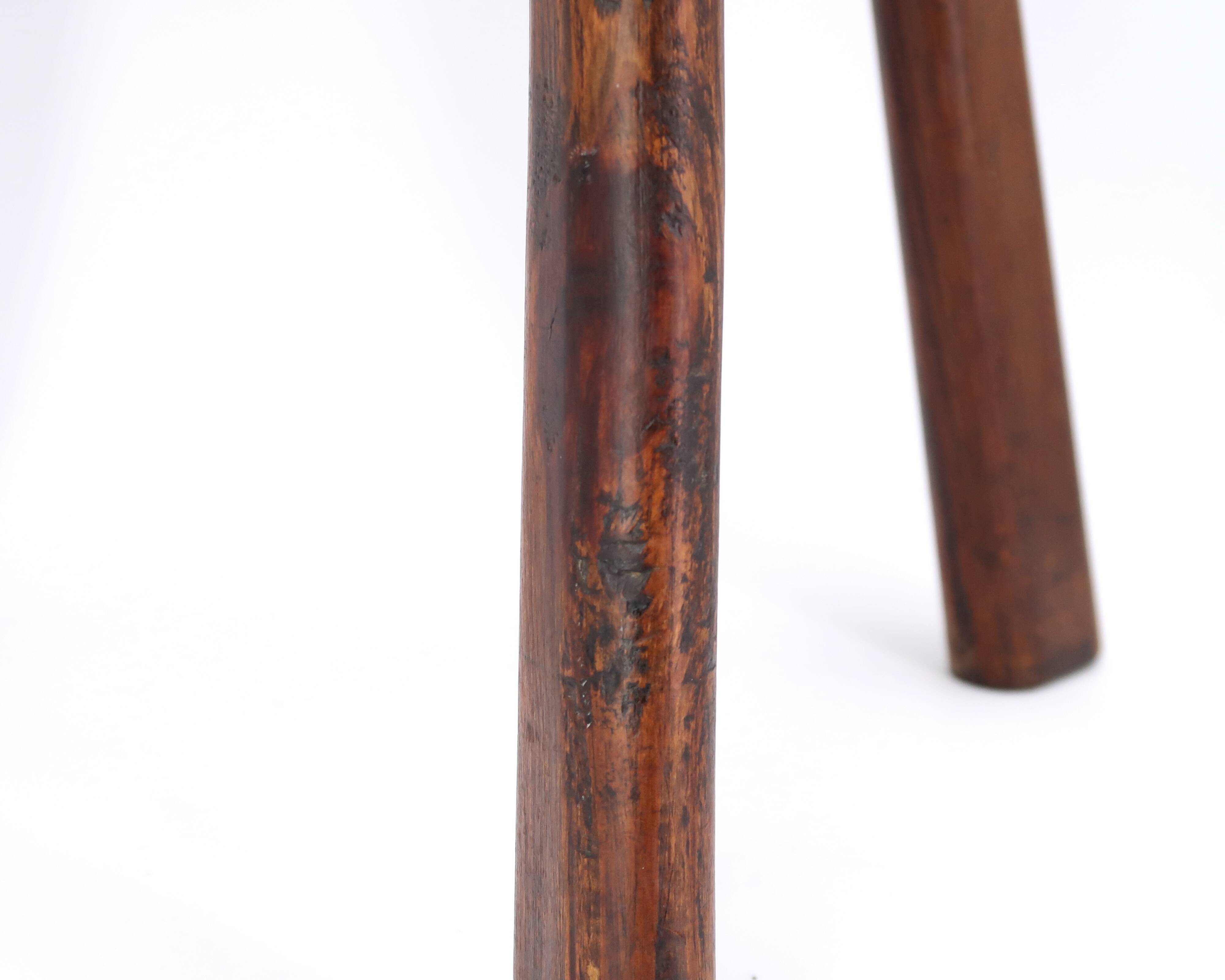 Wooden tripod stool, saber legs, popular art from the 50s