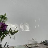 Flat silver metal tray with duck and toast