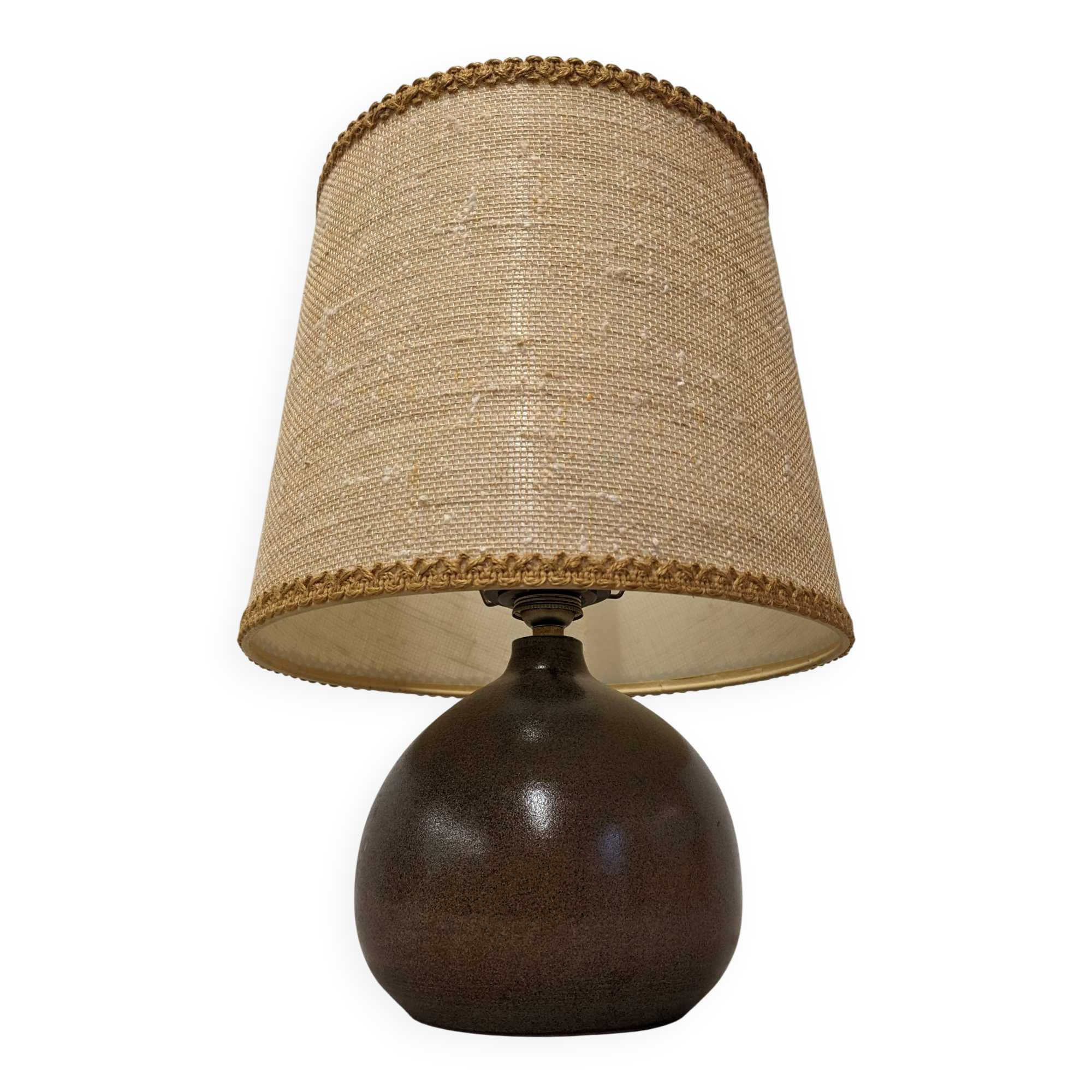 Lampe boule en terre cuite vernissée, France vers 1970
