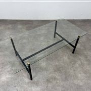 Table basse années 50 verre et métal noir