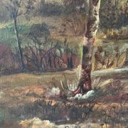 Paysage de printemps avec arbre, signé