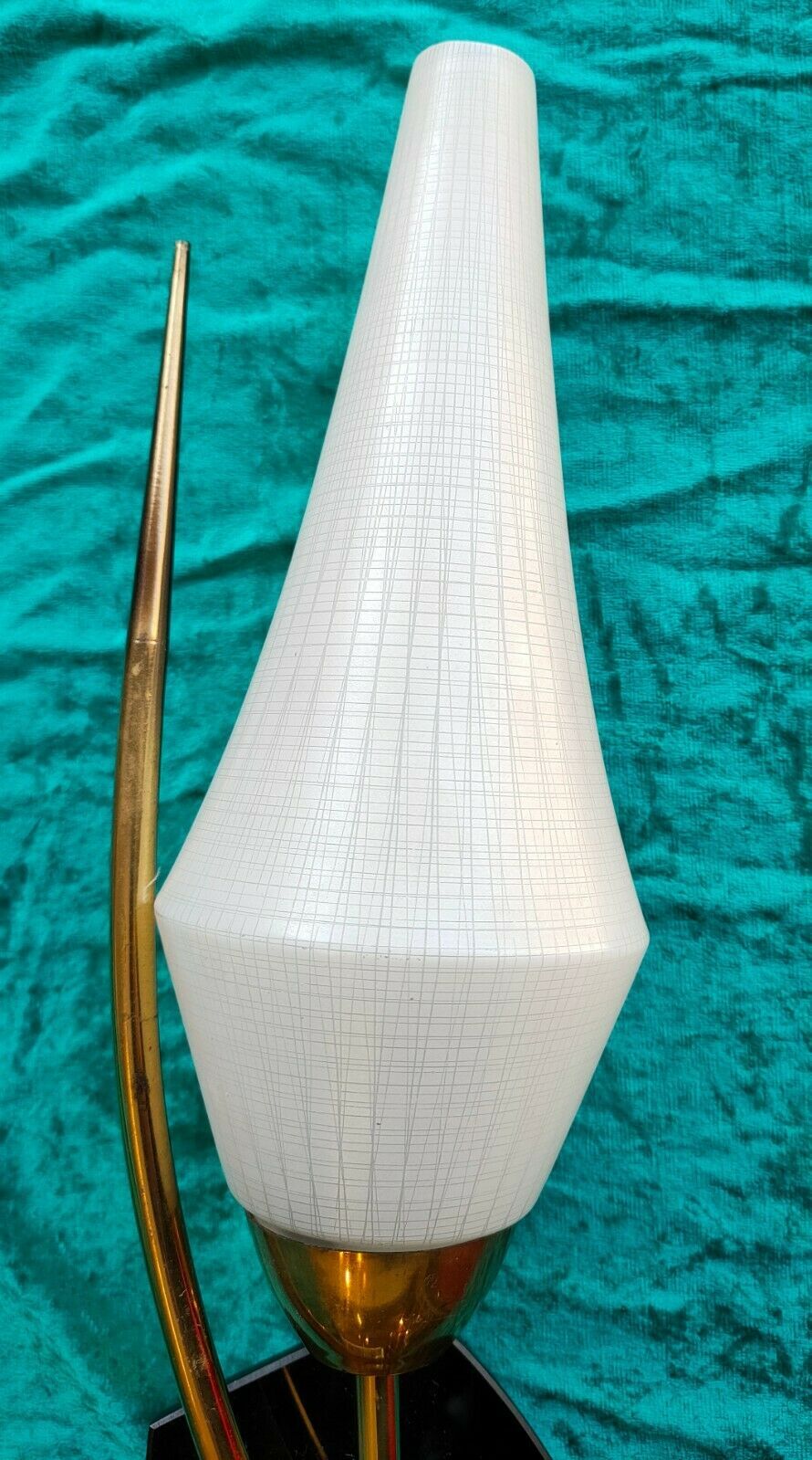 Pair of 1950 brass glass and black opaline