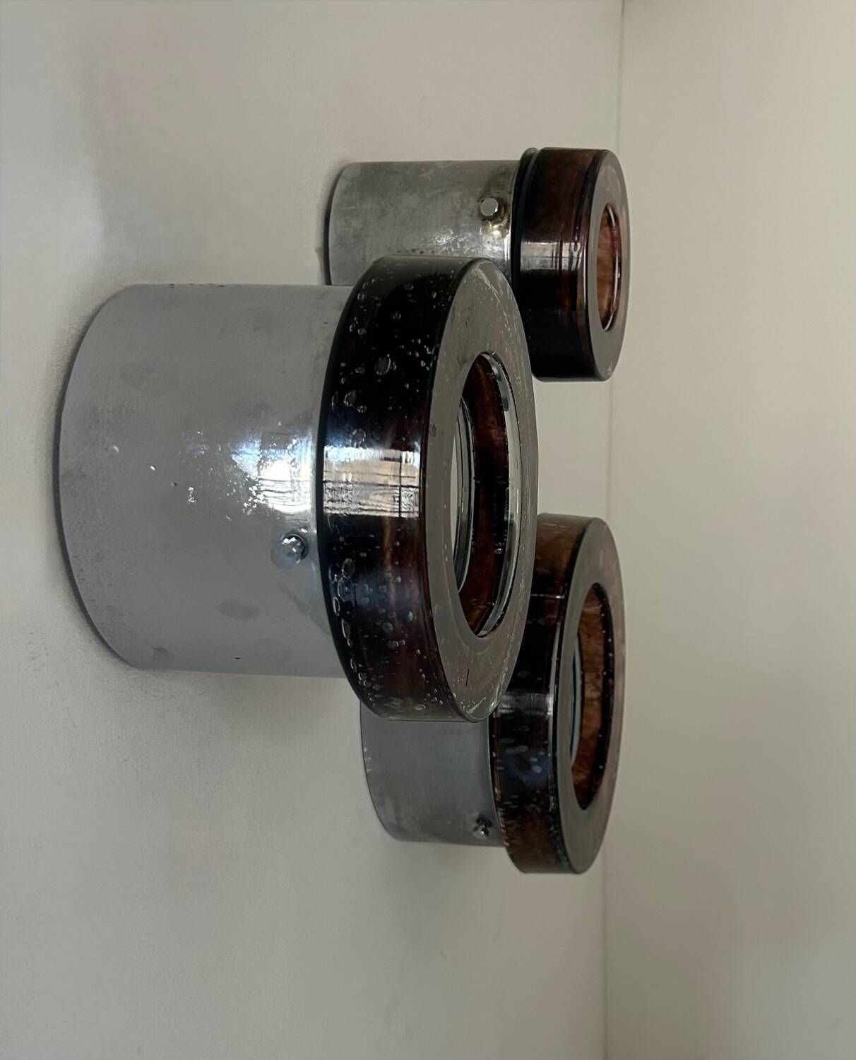 Set of 3 vintage Limburg wall lights, chrome and bubbled glass, Germany 1960