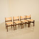 Set of 4 wooden and leather chairs by Maison Regain 70's