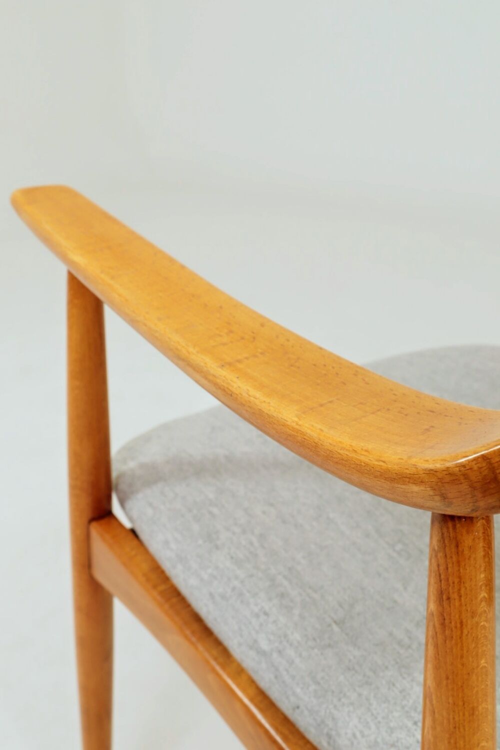 Vintage desk chair officer armchair light grey wool 1960